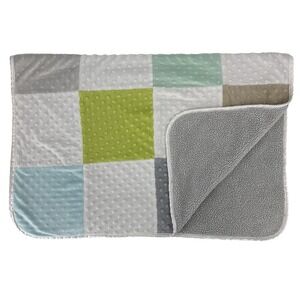 CIRCO target Plush Baby Blanket Lovey Color Block Blue Green Minky Square Sherpa